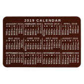 2019 Monatskalender Einfach Braunholzkörner Magnet (Horizontal)