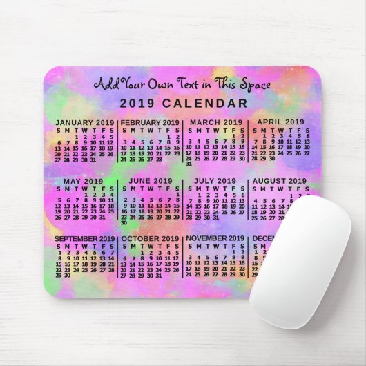 2019 Monatskalender Regenbogen der Malerei Custom Mousepad (Mit Mouse)
