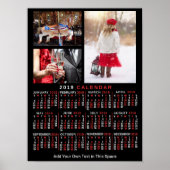 2019 Monatskalender Schwarz Custom 3 Fotos Poster (Vorne)