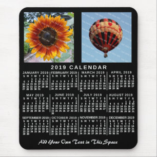 2019 Monatskalender Schwarzer Foto Mousepad