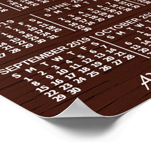 2019 Monatskalender Wood Custom 3 Fotos Poster (Ecke)