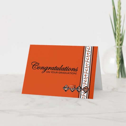 2019 orange u. schwarze Abschluss-Glückwünsche Karte (Vorderseite)