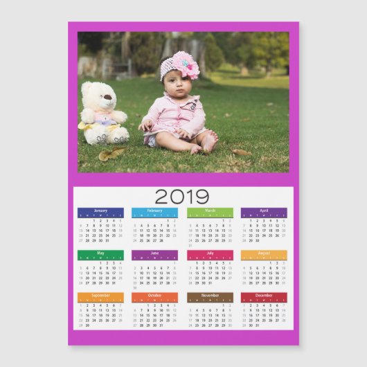 2019 Personalisiert Einen Foto-Kalender hinzufügen Magnetkarte (Vorderseite)