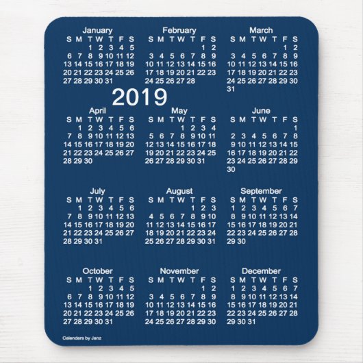 2019 Polizei-Kasten-blauer Großdruck-Kalender Mousepad (Vorne)