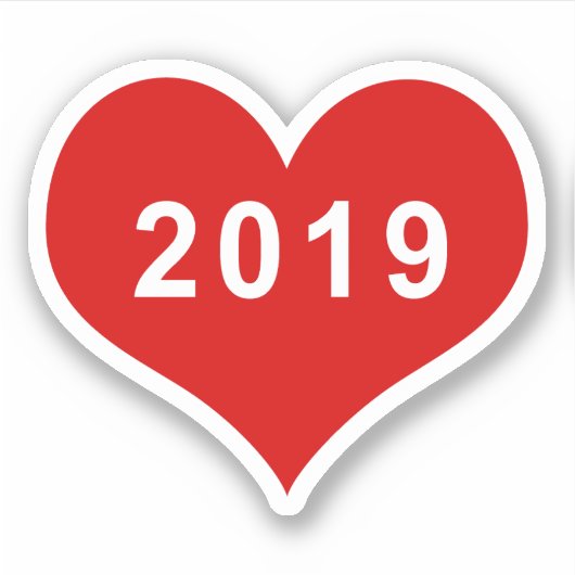 2019 Rotes Liebe Herz Vinyl Sticker (Vorderseite)