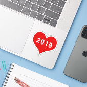 2019 Rotes Liebe Herz Vinyl Sticker (Laptop mit iPhone)