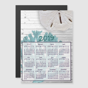 2019 Sand Dollar & Coral Mini Magnet-Kalender Magneteinladung