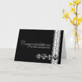 2019 Schwarzer & Silberner Abschluss Glückwunsch Karte (Gelbe Blume)