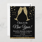 2019 Silvester Party Champagnerbrille Postkarte (Vorne/Hinten)