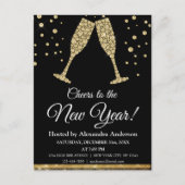 2019 Silvester Party Champagnerbrille Postkarte (Vorderseite)
