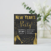 2019 Silvester Party Champagnerbrille Postkarte (Stehend Vorderseite)
