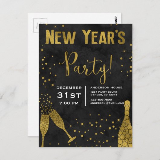2019 Silvester Party Champagnerbrille Postkarte (Vorne/Hinten)