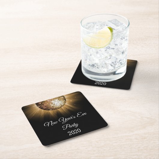 2019 Silvester Party Gold Disco Ball Rechteckiger Pappuntersetzer (Vor Ort)