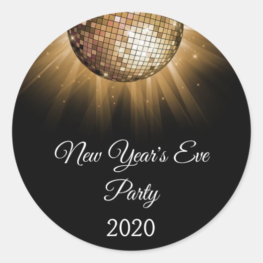 2019 Silvester Party Gold Disco Ball Runder Aufkleber (Vorderseite)