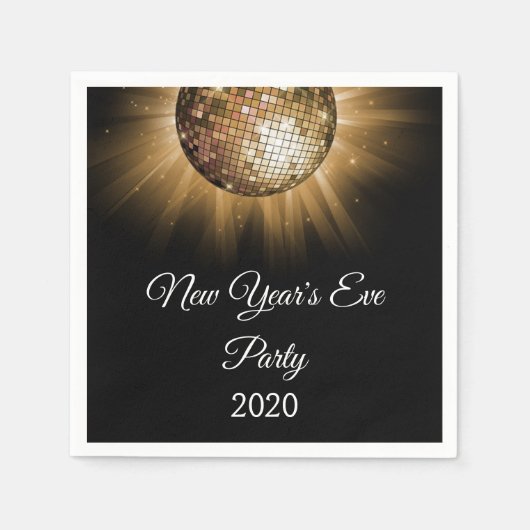 2019 Silvester Party Gold Disco Ball Serviette (Vorderseite)