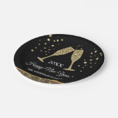2019 Silvester Party Imitate Gold Foil Pappteller (Schrägansicht)