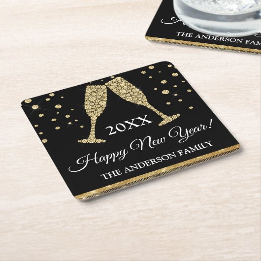 2019 Silvester Party Imitate Gold Foil Rechteckiger Pappuntersetzer (angewinkelt)