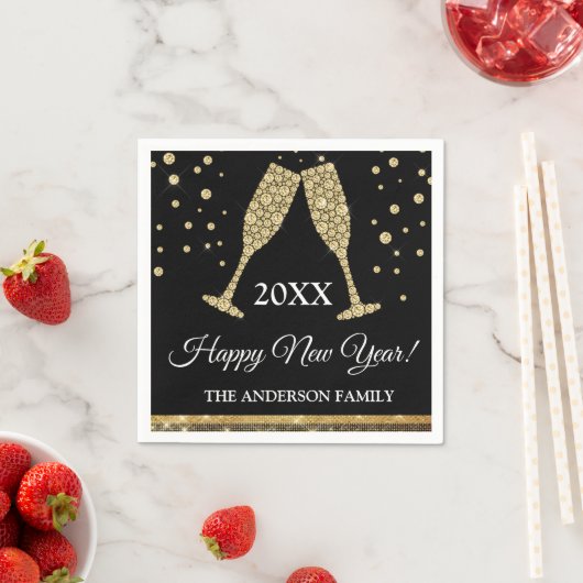 2019 Silvester Party Imitate Gold Foil Serviette (Beispiel)