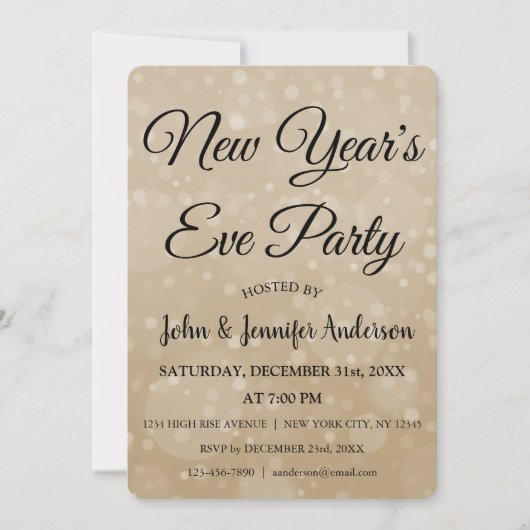 2019 Silvester Party Imitats Bokeh Einladung (Vorderseite)