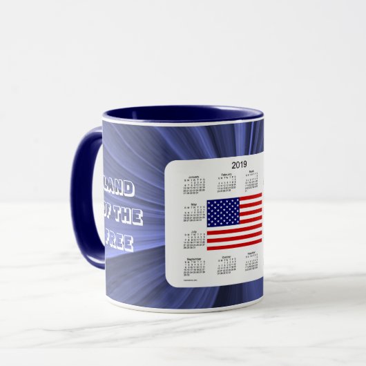 2019 USA-Flaggen-Kalender durch Janz Tasse (Vorderseite Links)
