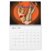 2019 Vintages Button herauf Mädchen-Kalender Kalender (Feb 2027)
