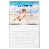 2019 Vintages Button herauf Mädchen-Kalender Kalender (Jan 2027)