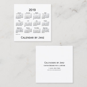 2019 Weiß-Kalender durch Janz quadratische Quadratische Visitenkarte