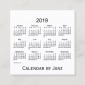 2019 Weiß-Kalender durch Janz quadratische Visitenkarte (Vorderseite)