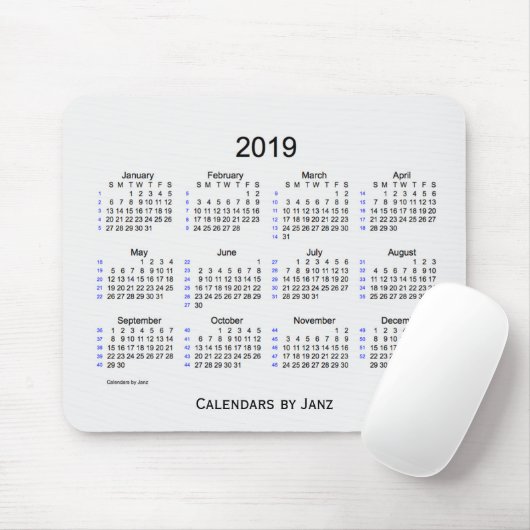 2019 Weiß-Rauch 52 Wochen-Kalender durch Janz Mousepad (Mit Mouse)