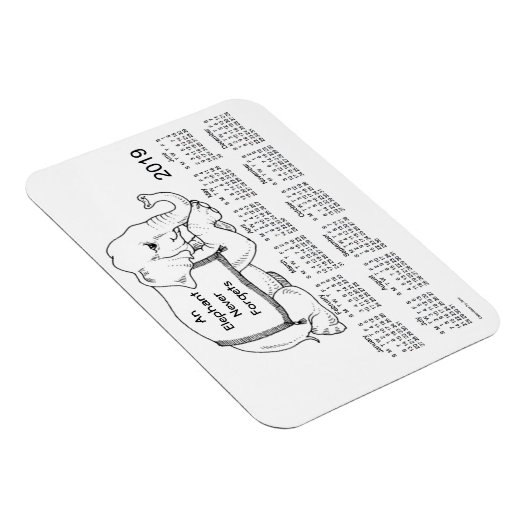 2019 White Elephant Calendar von Janz 3x4 Magnet (Rechte Seite)