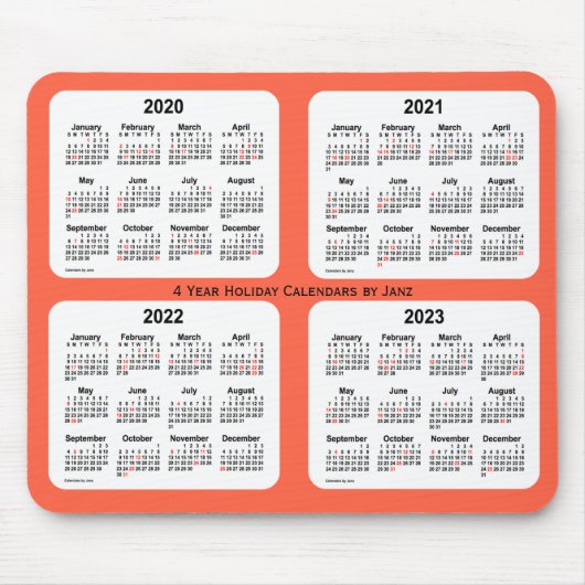 2020-2023 Tomato Red Holiday Calendar von Janz Mousepad (Vorne)