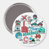 2020 A Year To Remember Round Fridge Highlights Magnet (Vorderseite/Rückseite)