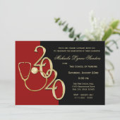 2020 Abschluss für Krankenpflege Rotes Gold Einladung (Stehend Vorderseite)