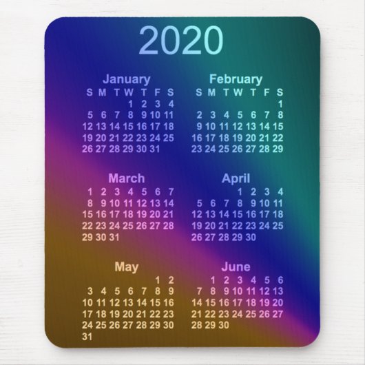 2020 Aurora 6 Monat Kalender von Janz Mousepad (Vorne)