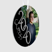 2020 Black Blue and Silver Abschluss Foto Ornament (Vorderseite)