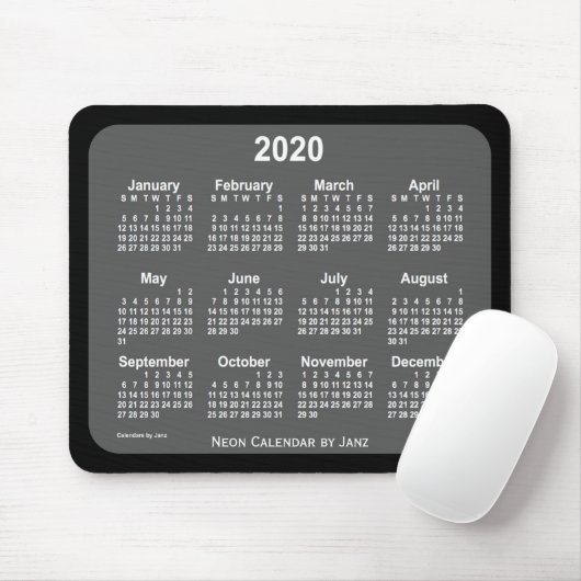 2020 Black Charcoal Calendar by Janz Mousepad (Mit Mouse)