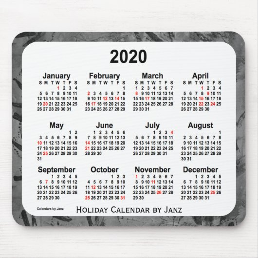 2020 Black Holiday Art Kalender von Janz Mouse Pad Mousepad (Vorne)