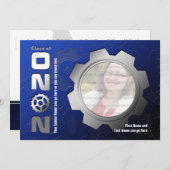 2020 blaue und silberne Gang-Abschluss-Einladung Einladung (Vorne/Hinten)