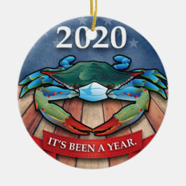 2020 Blue Crab mit Gesichtsmaske Keramik Ornament