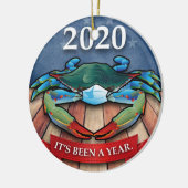2020 Blue Crab mit Gesichtsmaske Keramik Ornament (Links)