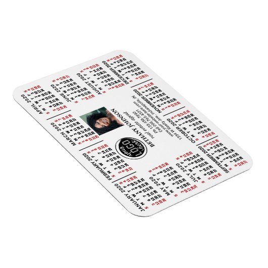 2020 Calendar Business Logo Photo Text Easy Custom Magnet (Rechte Seite)