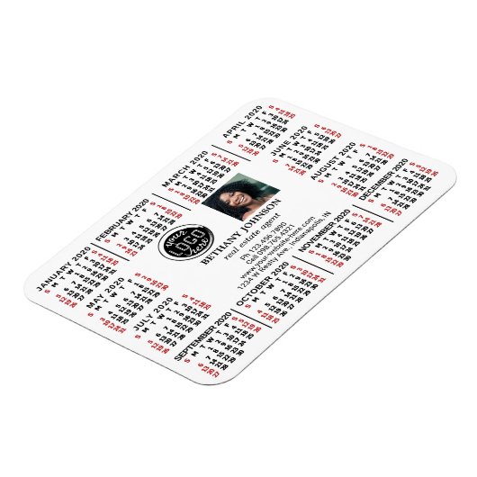 2020 Calendar Business Logo Photo Text Easy Custom Magnet (Linke Seite)