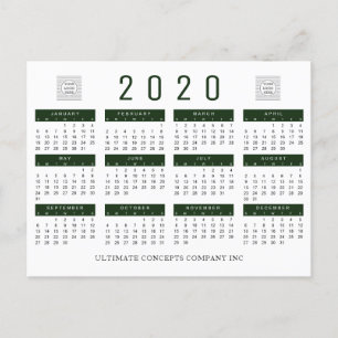 2020 Calendar Company Logo Custom Gruß Green Feiertagspostkarte