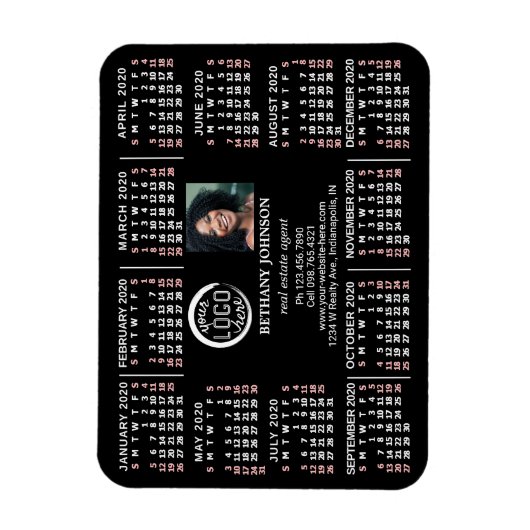 2020 Calendar Custom Business Logo Photo Text Easy Magnet (Vertikal)