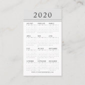 2020 Calendar Logo Company Visitenkarte (Rückseite)