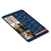 2020 Calendar Navy Koral Gold Familie Foto Collage Magnet (Rechte Seite)