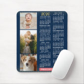 2020 Calendar Navy Koral Gold Familie Foto Collage Mousepad (Mit Mouse)