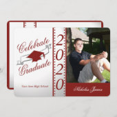 2020 Celebrate Graduate Red Foto Einladung (Vorne/Hinten)