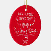2020 Covid Couple Romantische Weihnachten Keramik Ornament (Rechts)
