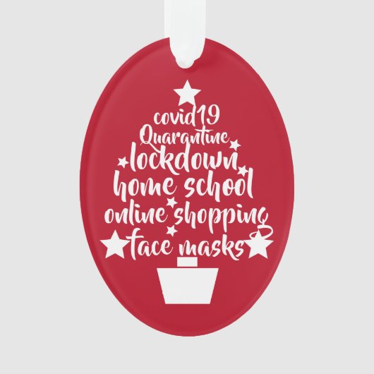 2020 Covid Tree Facemask lockdown Zuhause School Ornament (Vorderseite)